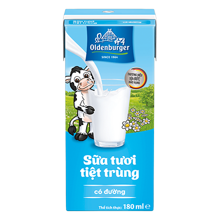 Sữa tươi tiệt trùng có đường hiệu Oldenburger - Thùng 48 hộp x 180ml/hộp