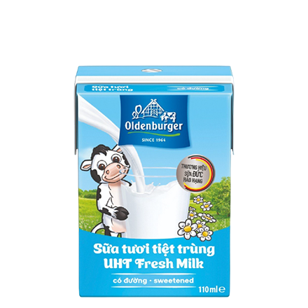 Sữa tươi tiệt trùng có đường hiệu Oldenburger - Thùng 48 hộp x 110ml/hộp